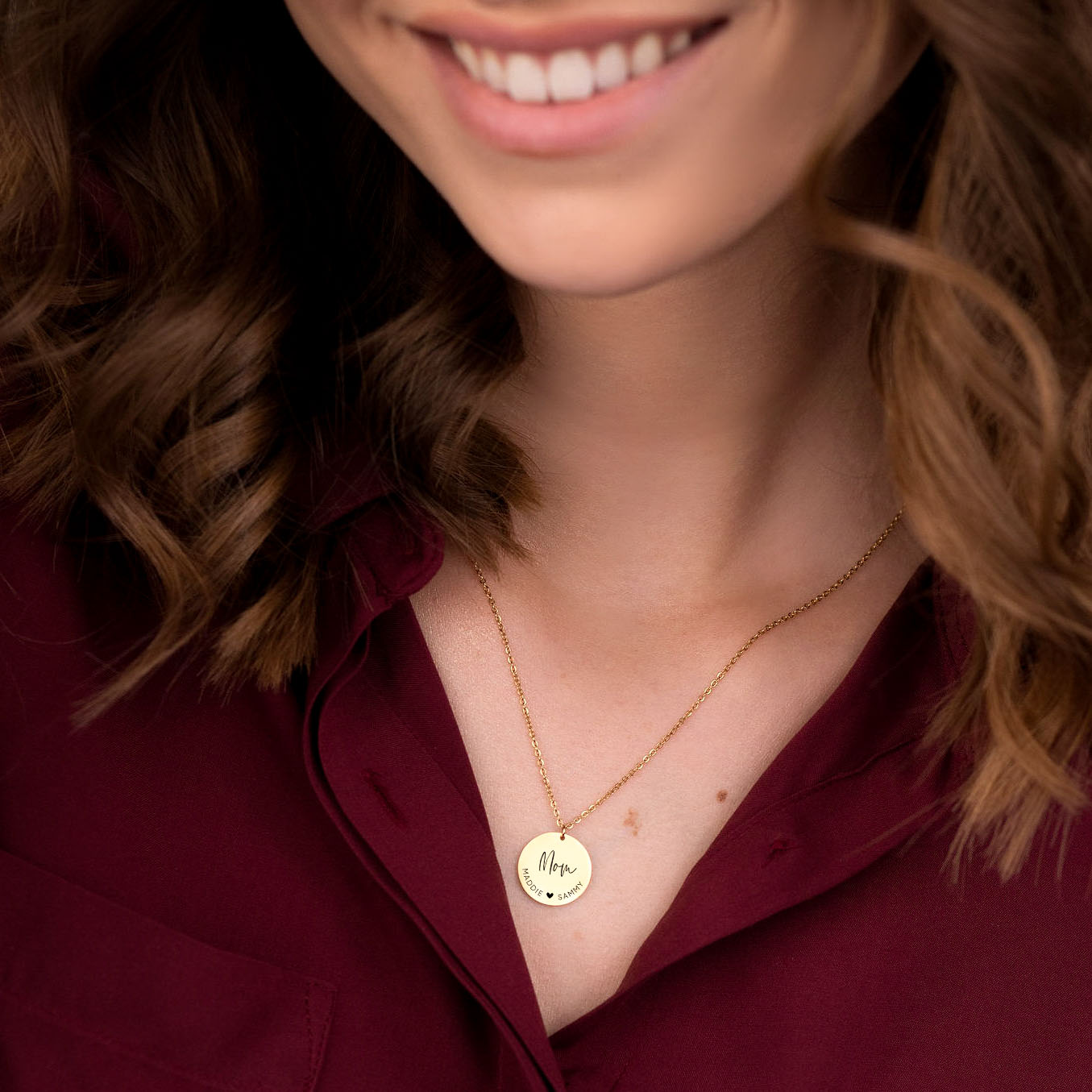 Personalized Initial and Birthstone Necklace Gold, Covey Necklace for one  Child